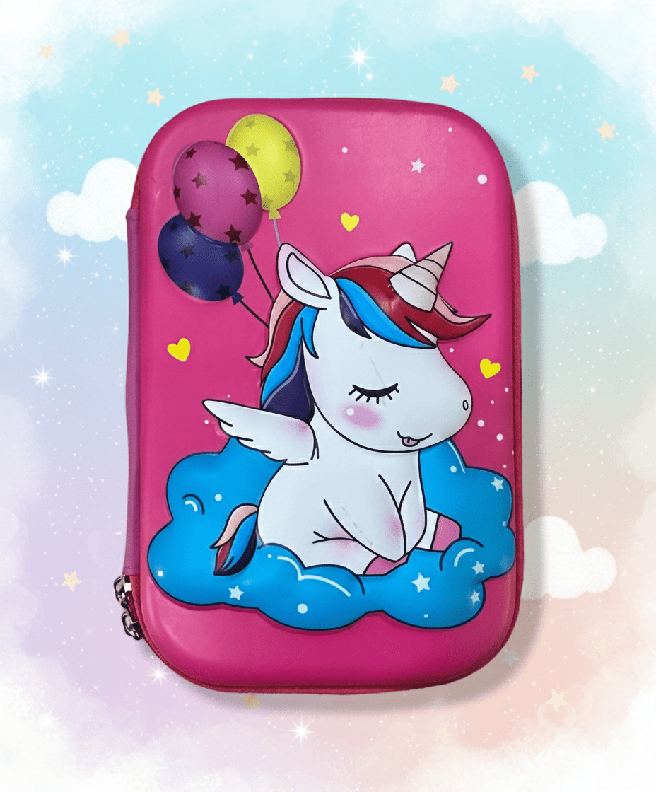 Magical Unicorn Dream Pencil PouchPencil PouchCRAFTY CUDDLEPink case with a unicorn design on a colorful background