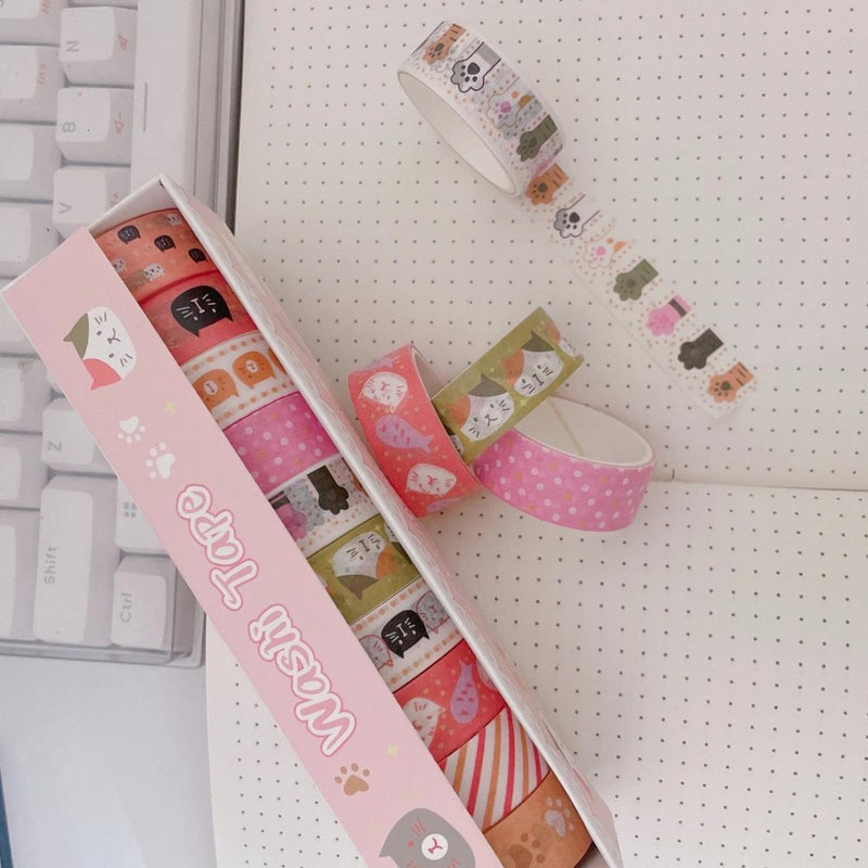Meow Cat Washi Tape Set – 10 Rolls