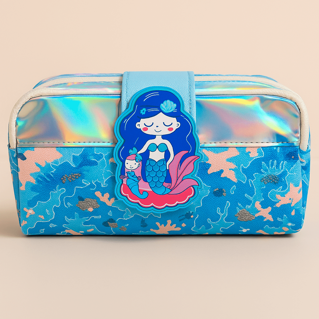 Beautiful mermaid design pencil pouch for girls with beautiful mermaid theme.