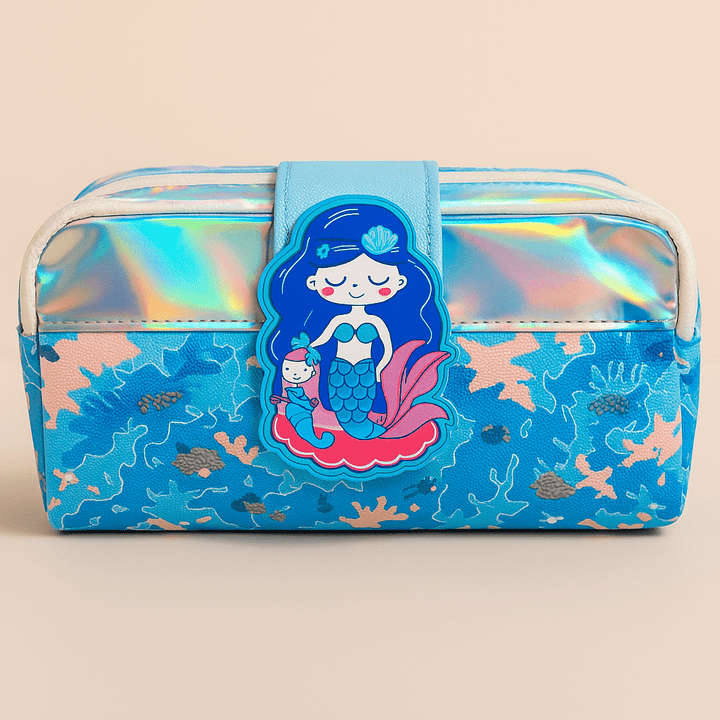 Beautiful mermaid design pencil pouch for girls with beautiful mermaid theme.