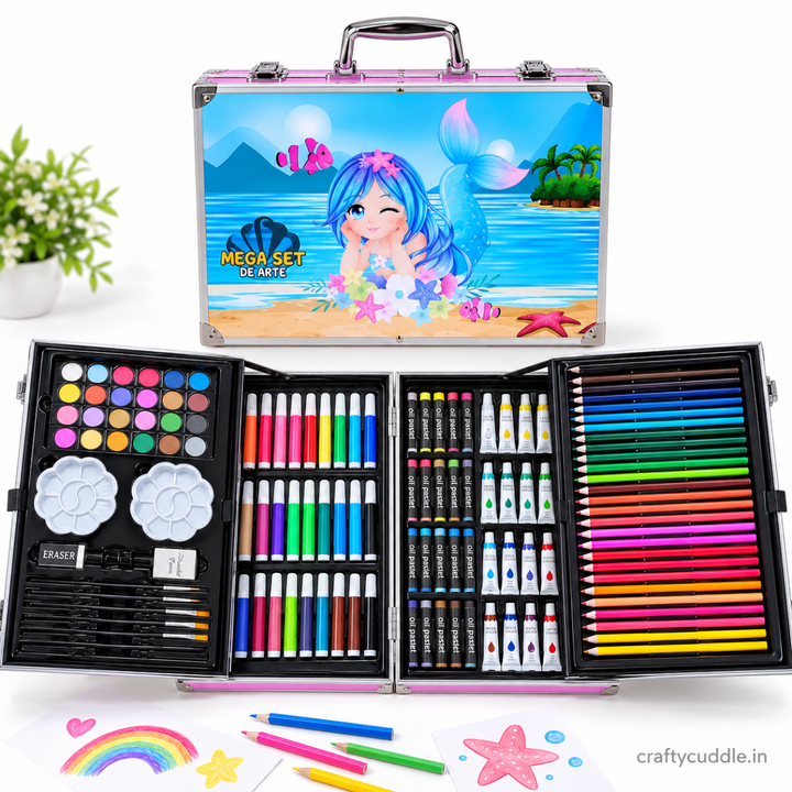Mermaid Mega Art Set for KidsKids Coloring Kit (multiple items)Crafty CuddleMermaid Mega Art Set for KidsPink145pcColor setart and craft for kidsart supplies for kids