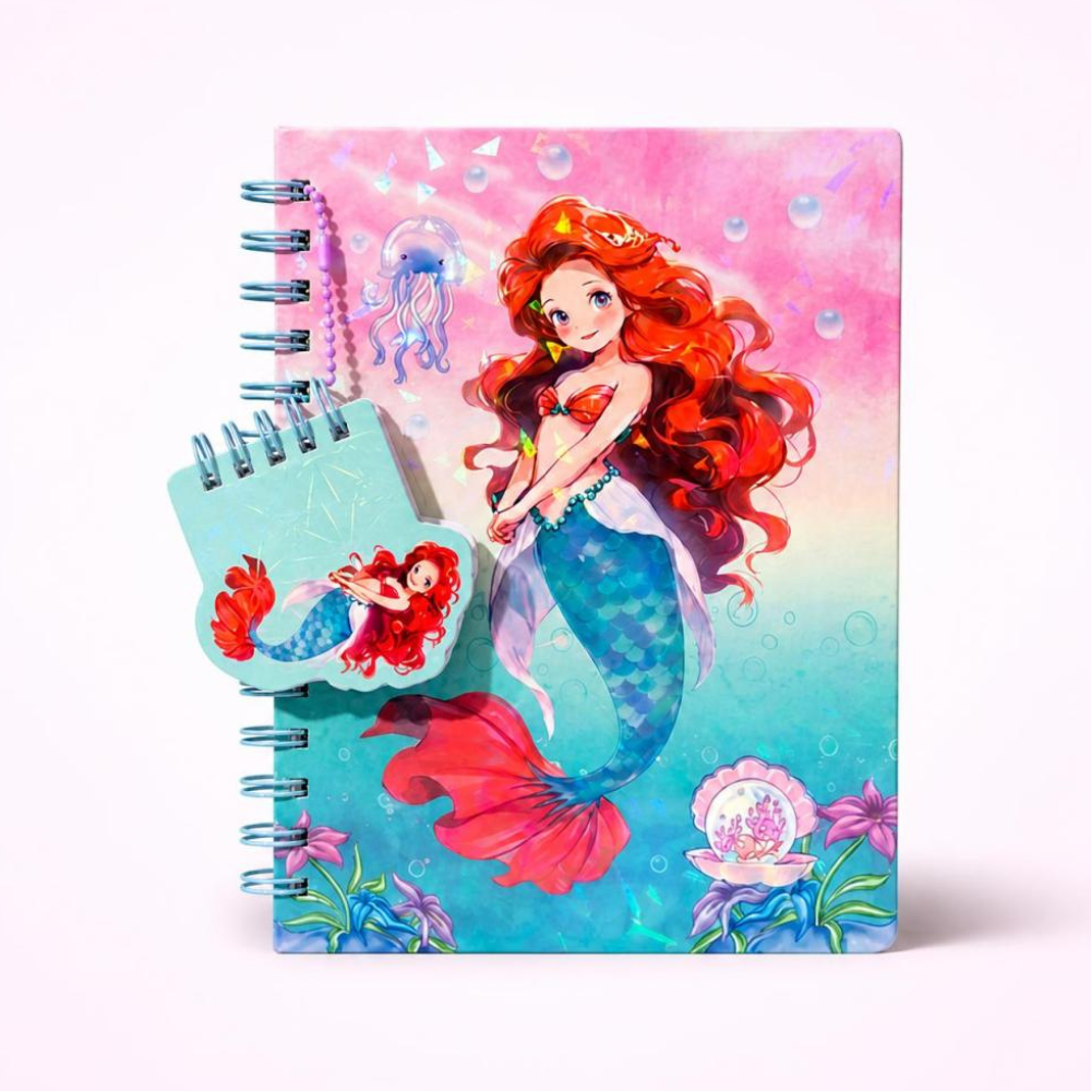 Mermaid Spiral Diary with Mini Keychain NotebookDiaryCrafty CuddleNotebook with a mermaid design on a pink and blue gradient backgroundMermaidDiary KawaiiStationery CuteNotebook PrincessDiary AestheticStationery SpiralNotebook GirlsStationery MermaidLover CuteSchoolSupplies JournalAddictStationeryAddict