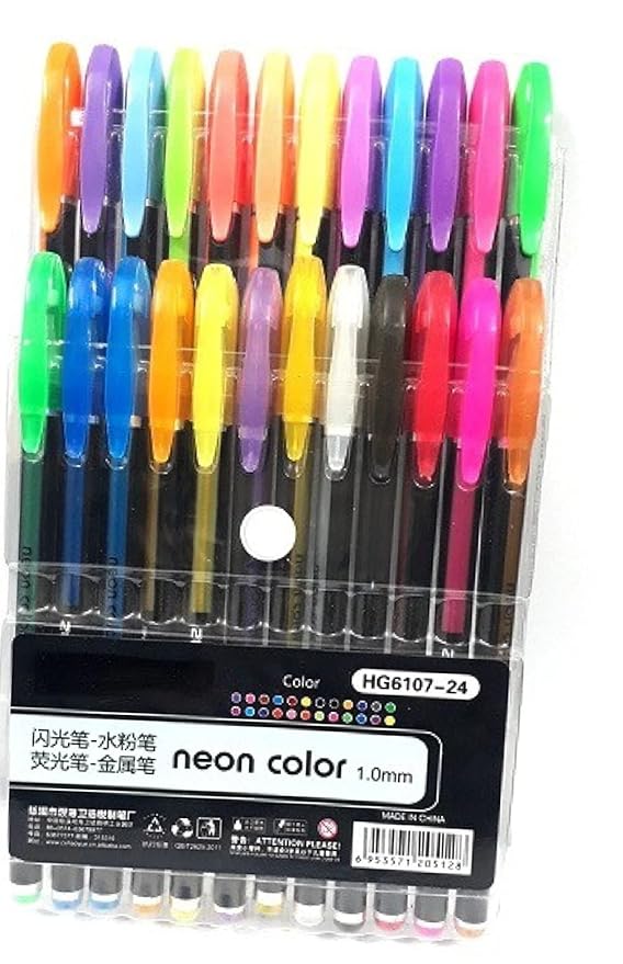 "🌈 Neon Color Highlighter Gel Pens ✨ - Pack of 24 Bold & Bright Shades"CRAFTY CUDDLE"🌈 Neon Color Highlighter Gel Pens ✨ - Pack of 24 Bold & Bright Shades"Neon Pen 24