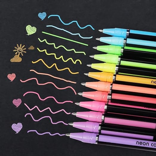 "✨ Glitter Neon Gel Pens 🌟 - Pack of 12 Bright & Bold Colors🎨 "