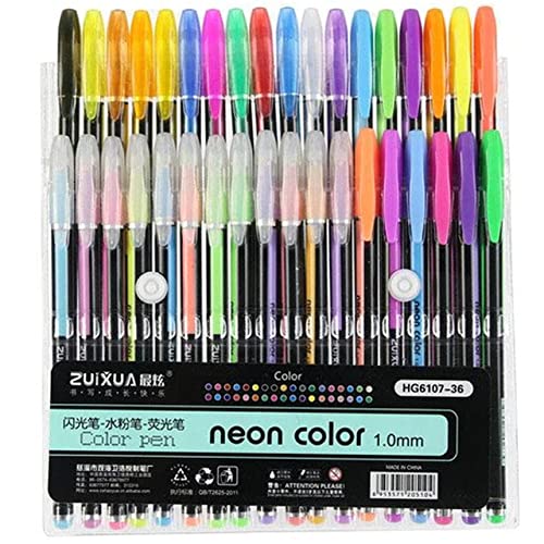 "🌟 Neon Color Highlighter Gel Pens ✨ - Pack of 36 Bright & Bold Shades"