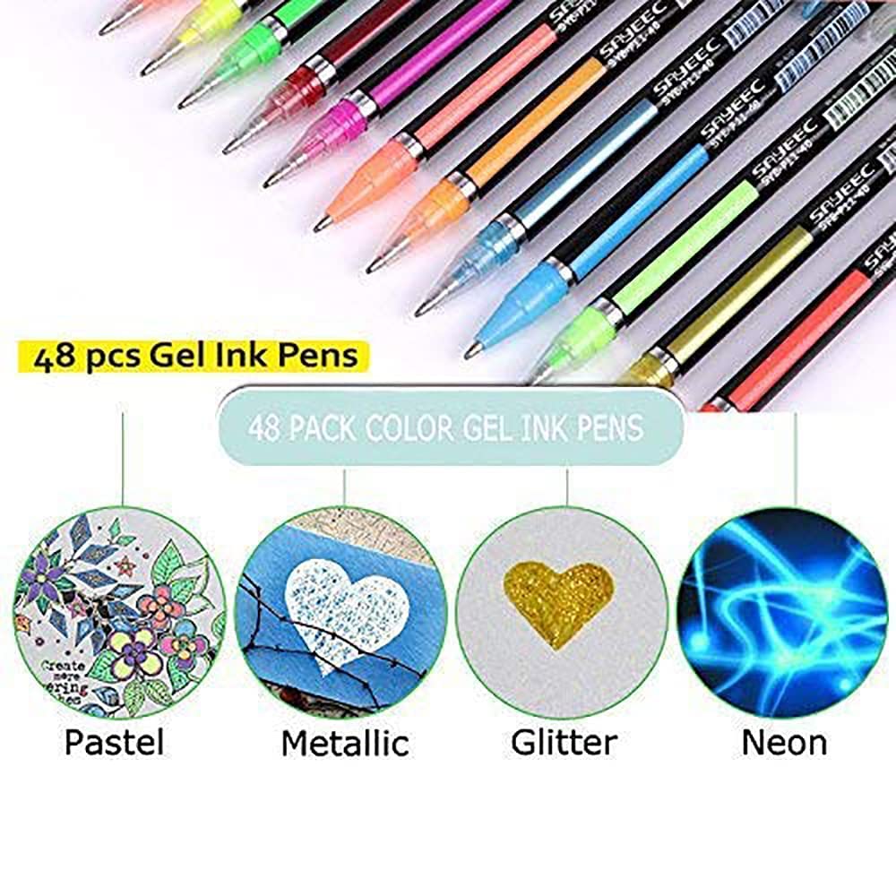 Colorful 48 neon gel highlighters with bold shades, quick-dry, no-bleed ink for clean highlighting.