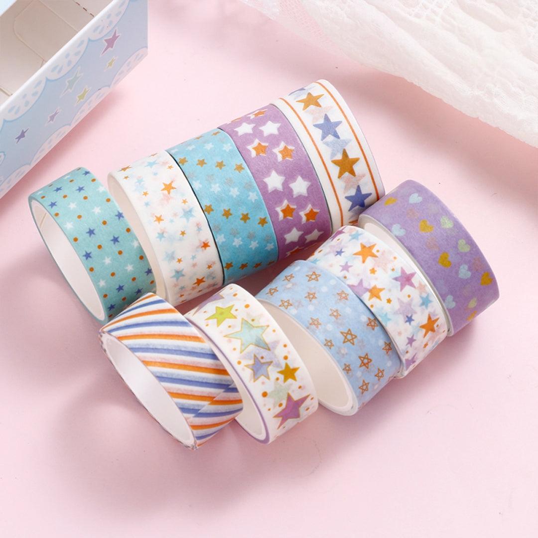 10 rolls of pastel washi tape in soft colors for journaling and crafts