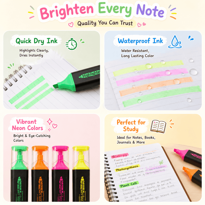 Pastel Highlighter Pen Combo Pack of 4HighlighterCrafty CuddlePastel Highlighter Pen Combo Pack of 4highlighter pensneon highlighter