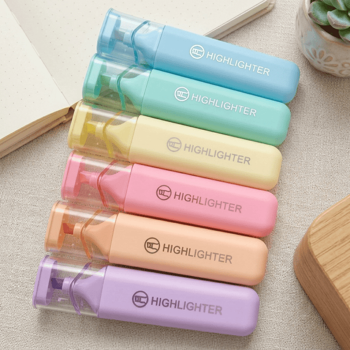 Pastel Highlighter Set of 6Pack of smooth highlightersCrafty CuddleSet of 6 pastel mini highlighter pens with chisel tip in assorted fluorescent colorsPastelHighlighter CuteStationery StudyEssentials SchoolSupplies AestheticStationery HighlighterPens JournalingSupplies DeskAccessories StudentEssentials StationeryAddict