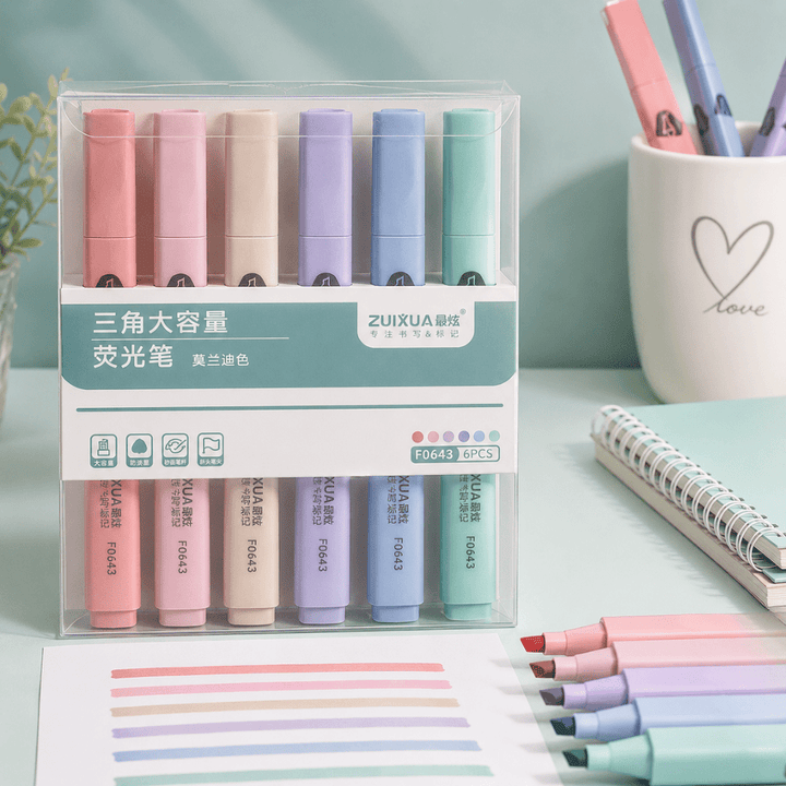 Pastel Perfection – Pack of 6 HighlightersPack of smooth highlightersCrafty CuddlePastel Perfection – Pack of 6 HighlightersPastel Highlightersaesthetic stationeryback to school