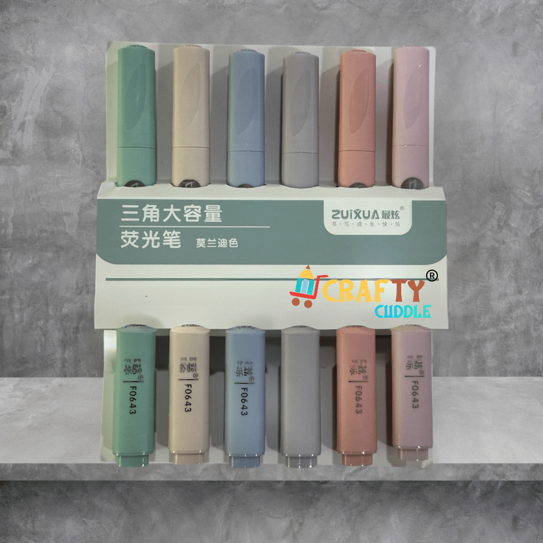 Pack of 6 pastel highlighters with smooth ink for effortless writing and elegant highlighting