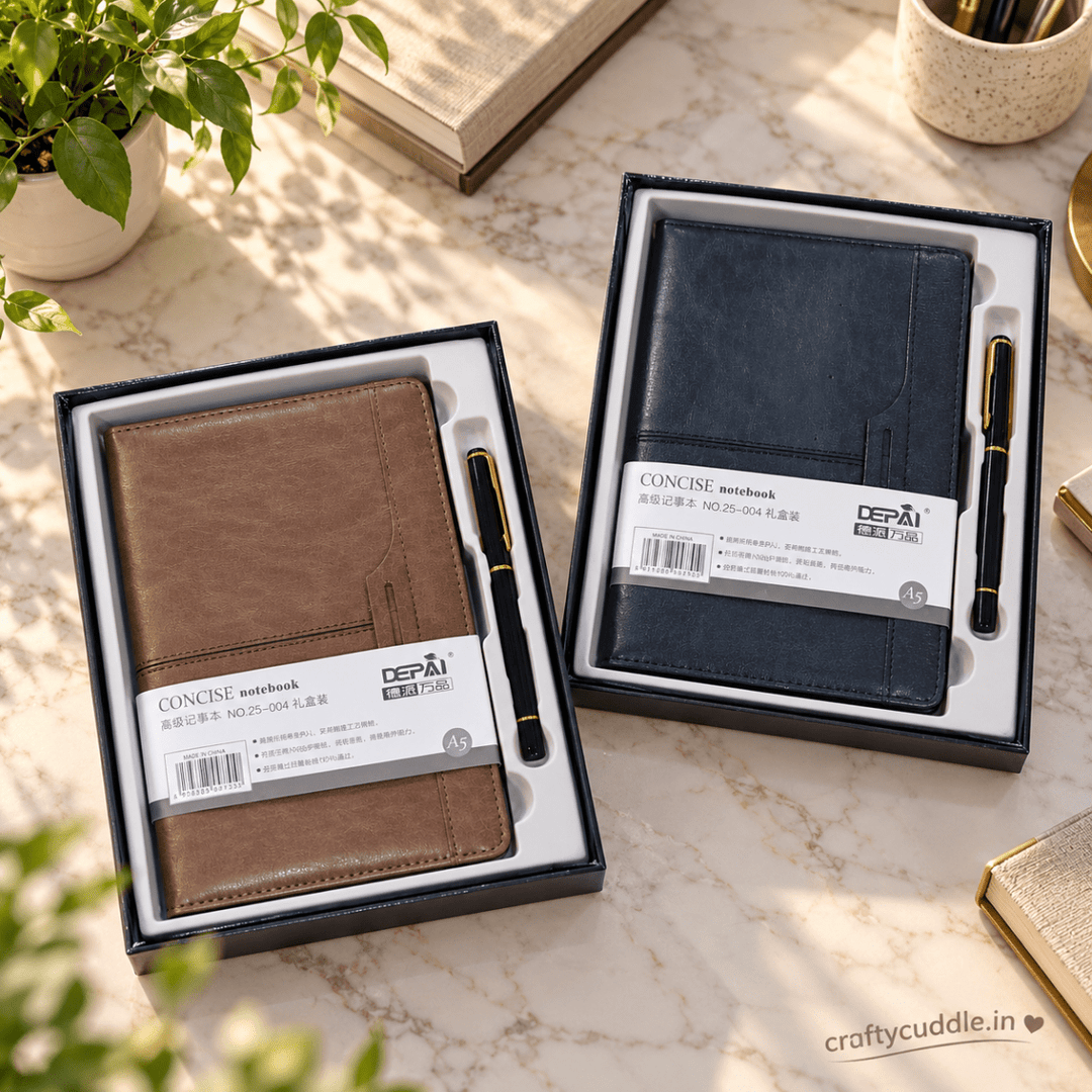 Premium A5 Leather Finish Notebook &amp; Pen Gift SetDiaryCrafty CuddlePremium A5 Leather Finish Notebook &amp; Pen Gift SetDiary Gift Set (25-004)