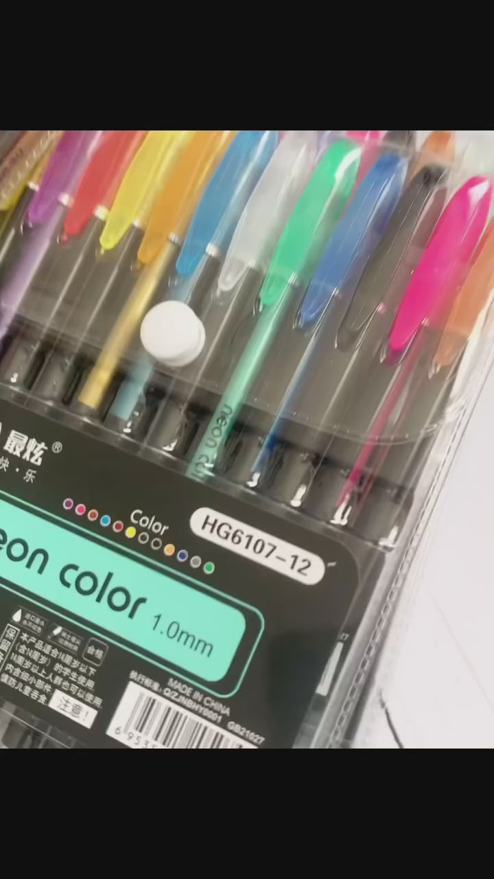 Neon Color Highlighter Gel Pens - Pack of 36