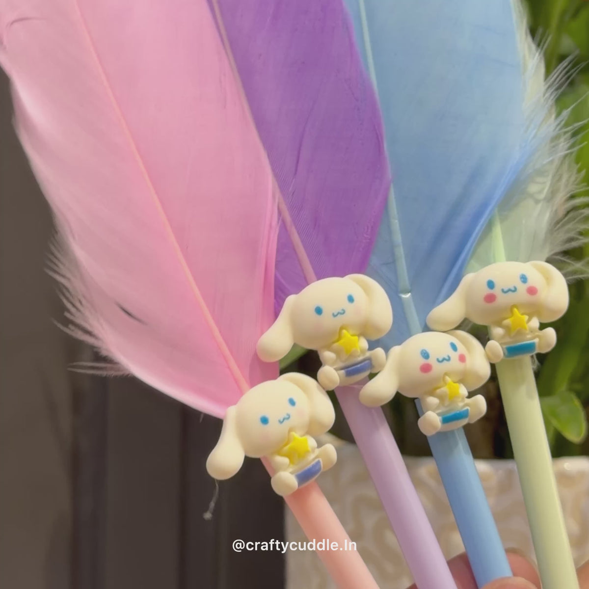 Cute Feather Ball Pen with Whale Charm
