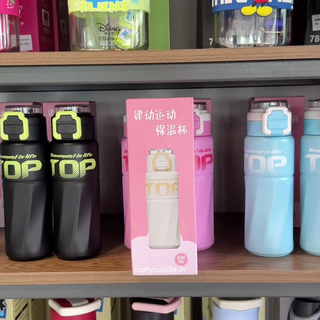 TOP Straw Sipper Steel Water Bottle