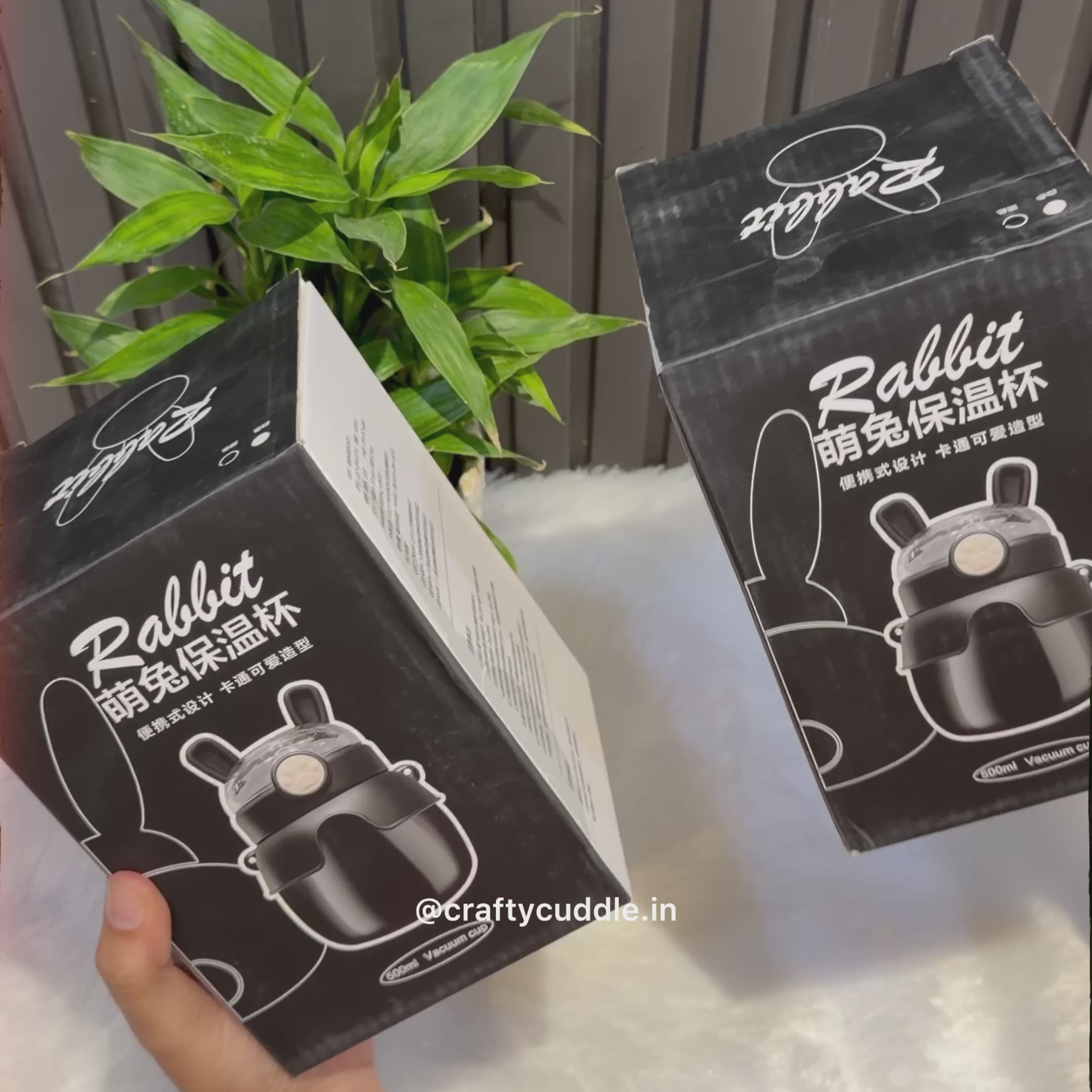 Rabbit Water Bottle with Straw & Secure Lock