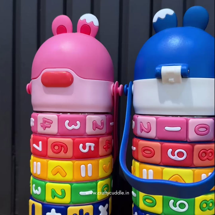Educational Water Bottle with Rotating Number Rings