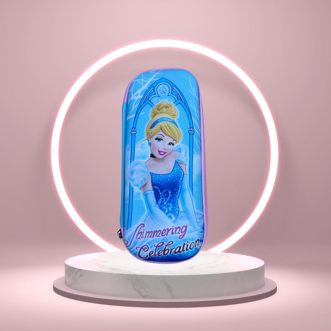 Blue  Princess Charm zipper pouch featuring a charming princess design and zipper closure.