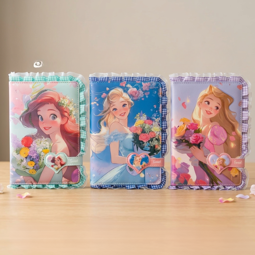 Princess Theme Magnetic Closure DiaryDiaryCrafty CuddleThree Disney princess - themed notebooks on a wooden surface with a neutral backgroundPrincessDiary CuteStationery DiaryLovers JournalAddict NotebookLove GirlsDiary StationeryAddict AestheticStationery SchoolSupplies GiftForGirlsStationeryAddict