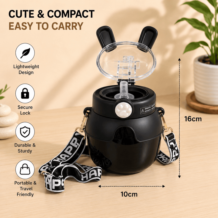 Rabbit Water Bottle with Straw &amp; Secure LockCartoon Kids Water BottleCrafty CuddleRabbit Water Bottle with Straw &amp; Secure LockBlackRabbitWaterBottle KidsWaterBottle CuteWaterBottle WaterBottleForKids KidsBottle StrawBottle 500mlBottle SchoolBottle KidsEssentials TrendingProducts