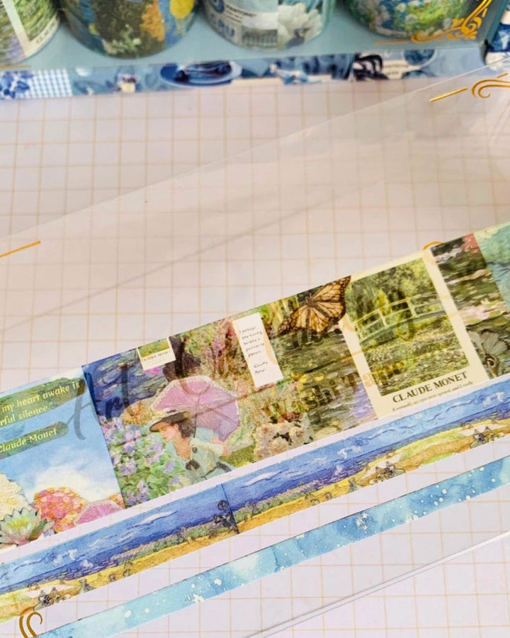 Artistic booklets with illustrations on a grid surface