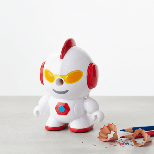 Robot Shape Manual Pencil SharpenerStationery > Erasers &amp; SharpenersCRAFTY CUDDLEToy robot pencil sharpener on a white backgroundWhiteKidsStationery CuteStationery KawaiiStationery SchoolSupplies StationeryAddict CartoonStationery BackToSchool StudyEssentials PastelStationery StationeryLove