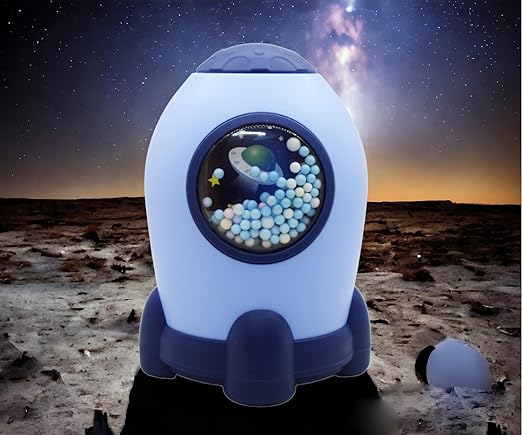 Blue rocket coin bank featuring secure passcode system for children