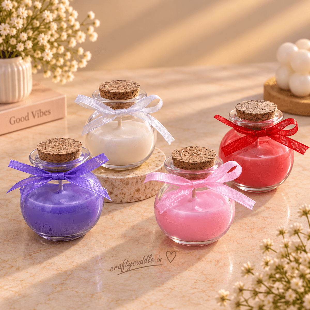 Round Glass Jar Candle with RibbonCandlesCrafty CuddleRound Glass Jar Candle with Ribbon1 PcScentedCandles CandleGiftSet DecorativeCandles HomeDecor FragranceCandles GiftSet CandleSet HomeDecorIndia FestiveGifting CraftyCuddle