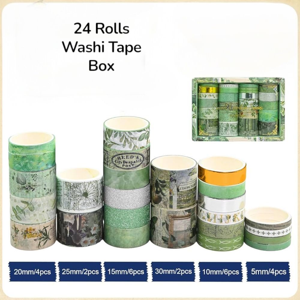 Secret Garden Floral Washi Tape Set - 24 RollsDecorative Washi TapeCRAFTY CUDDLESet of 24 rolls of washi tape with packaging on a white backgroundwashitape washitapelove washitapeaddict washitapecollection journaling junkjournal artjournaling creativejournaling aestheticstationery stationerylovers papercrafts vintagestationery botanicalstationery