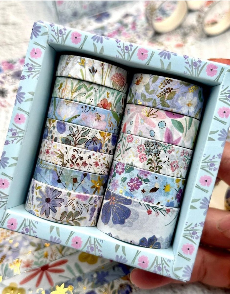 Sky Blue Floral Washi Tape SetCRAFTY CUDDLESet of floral - patterned washi tapes in a decorative box