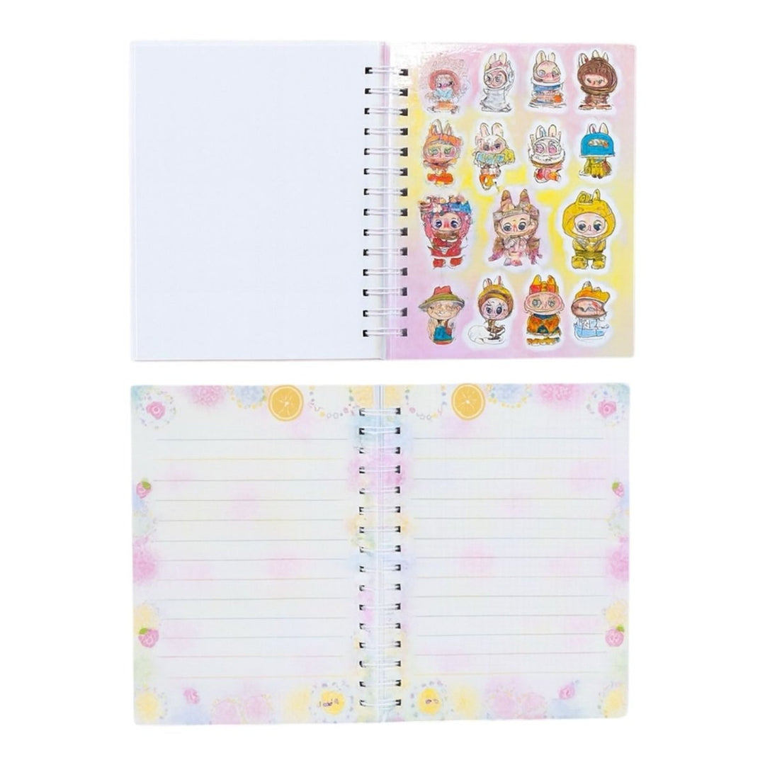 Small Spiral Cartoon Diary with Water CoverCRAFTY CUDDLENotebook with cartoon character stickers on a white backgroundStitch