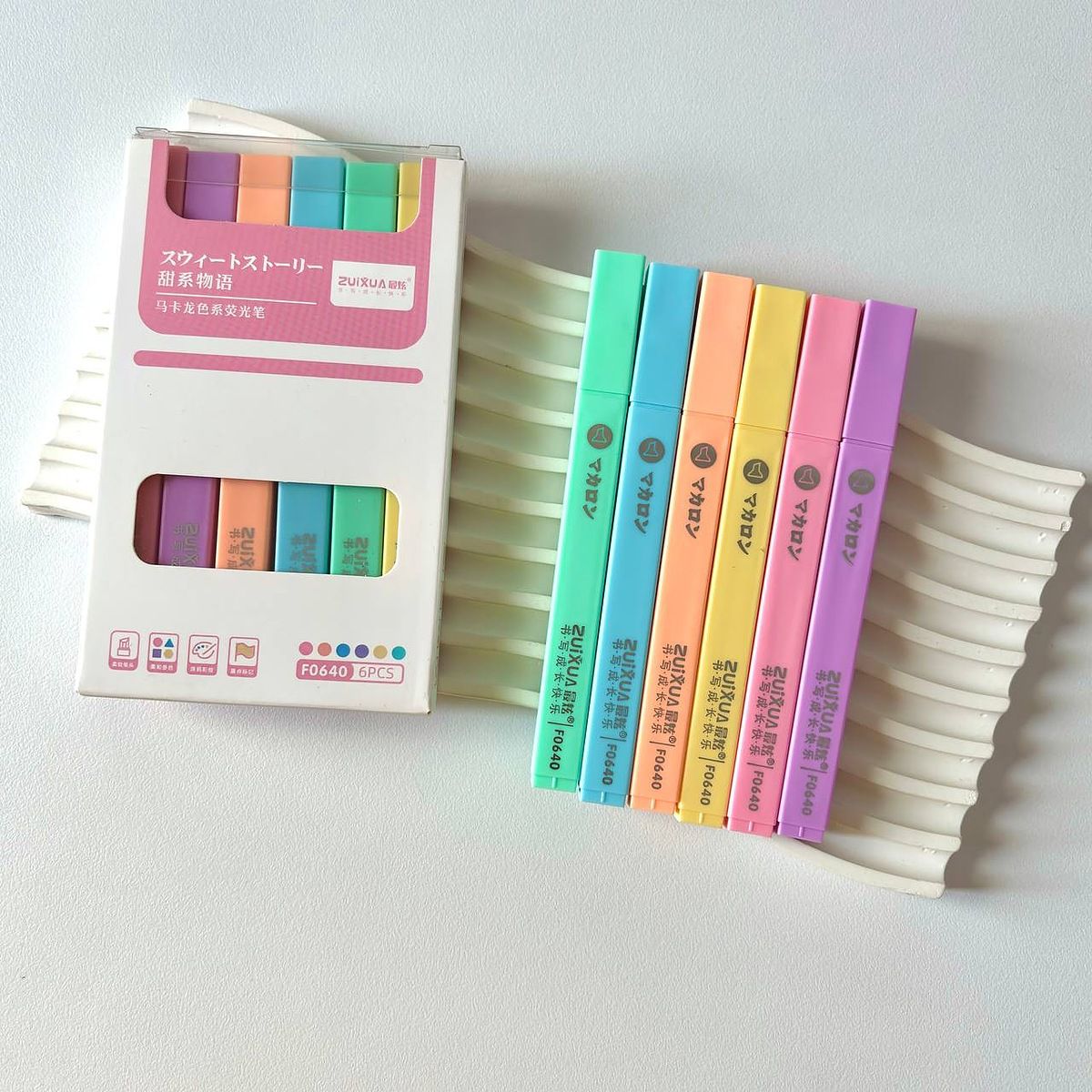 Soft Pastel Highlighters Pack of 6CRAFTY CUDDLESet of colorful highlighters with packaging on a white background