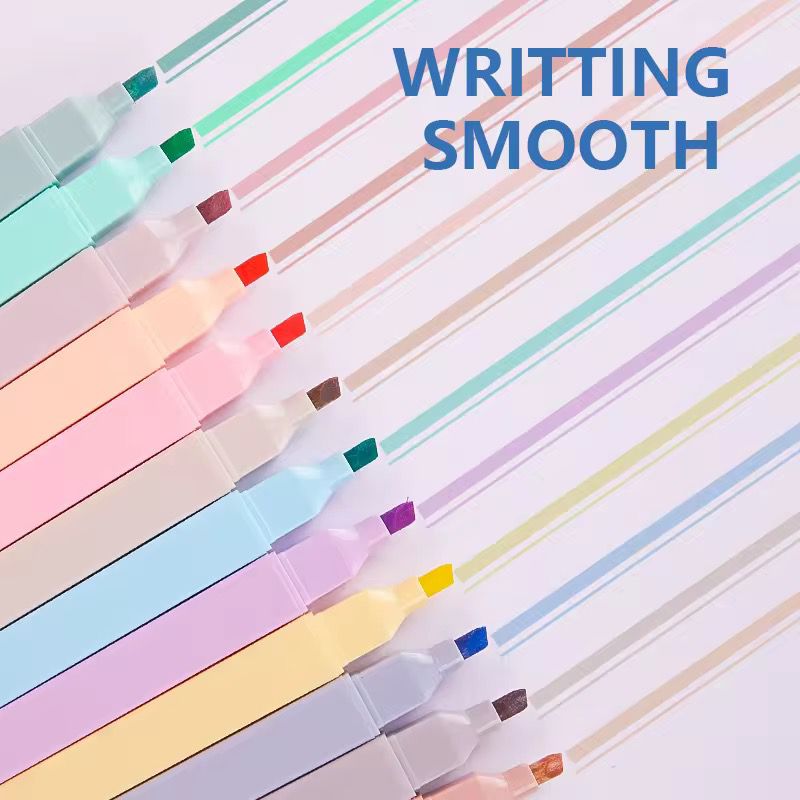 Soft Pastel Highlighters Pack of 6CRAFTY CUDDLESet of colorful markers with 'WRITTING SMOOTH' text on a light background