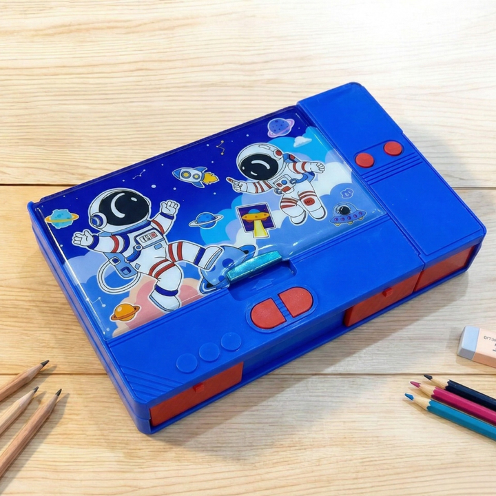 Space Astronaut Multipurpose Pencil BoxSpace box pencil boxCRAFTY CUDDLEBlue pencil box with astronaut design on a wooden surfacepencilbox kidsstationery schoolstationery stationerylove stationeryaddict schoolessentials backtoschool kidsproducts cutestationery studentessentials