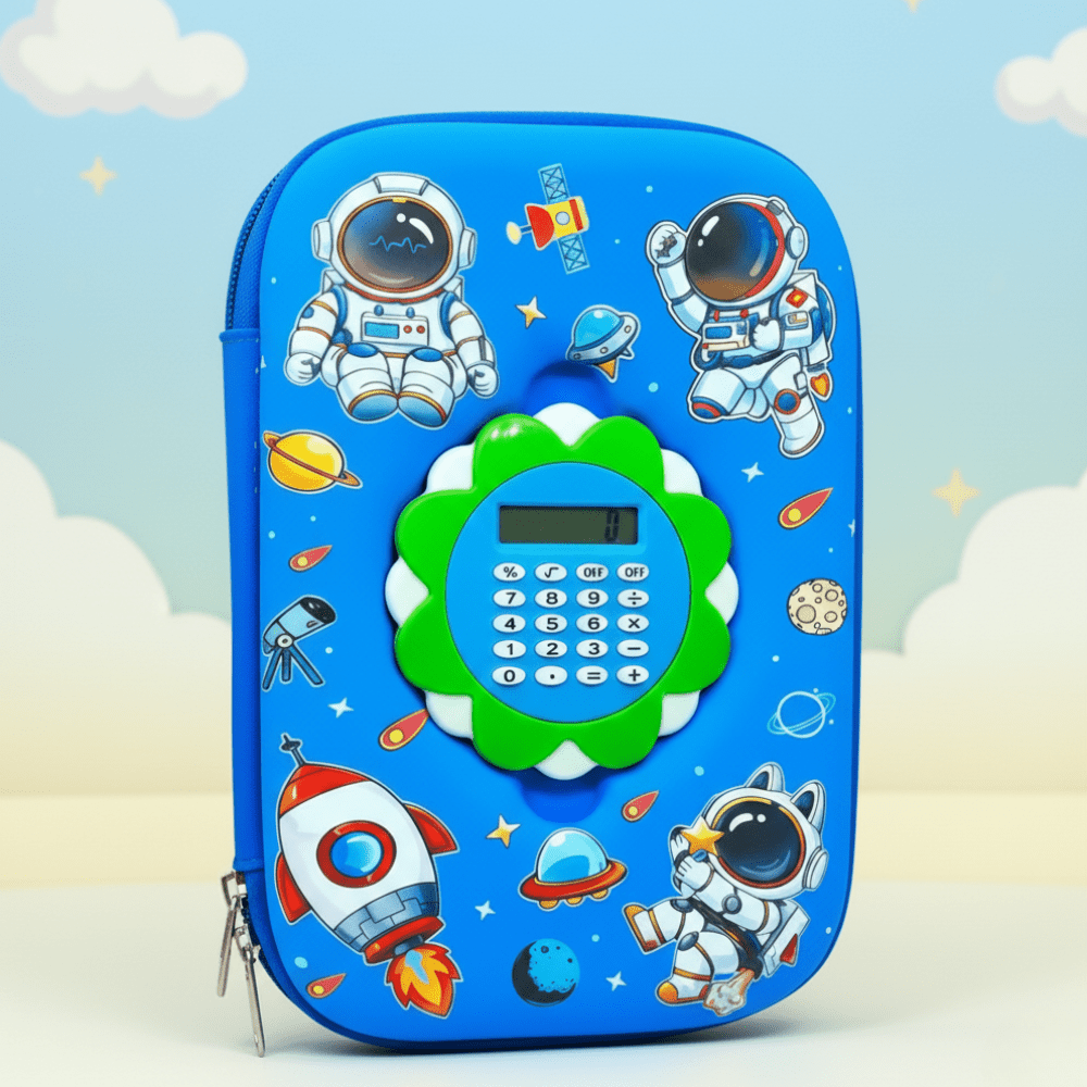 Space Pencil Case with CalculatorCrafty CuddleSpace Pencil Case with CalculatorBlue