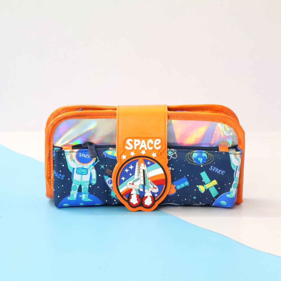Durable zipper pouch for kids with outer space pattern
