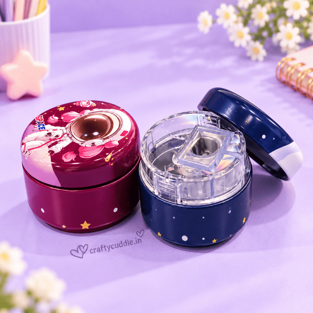 Space Theme Round Pencil Sharpener (1Pc)Stationery > Erasers &amp; SharpenersCrafty CuddleSpace Theme Round Pencil Sharpener (1Pc)Space Sharpener (6828-B)