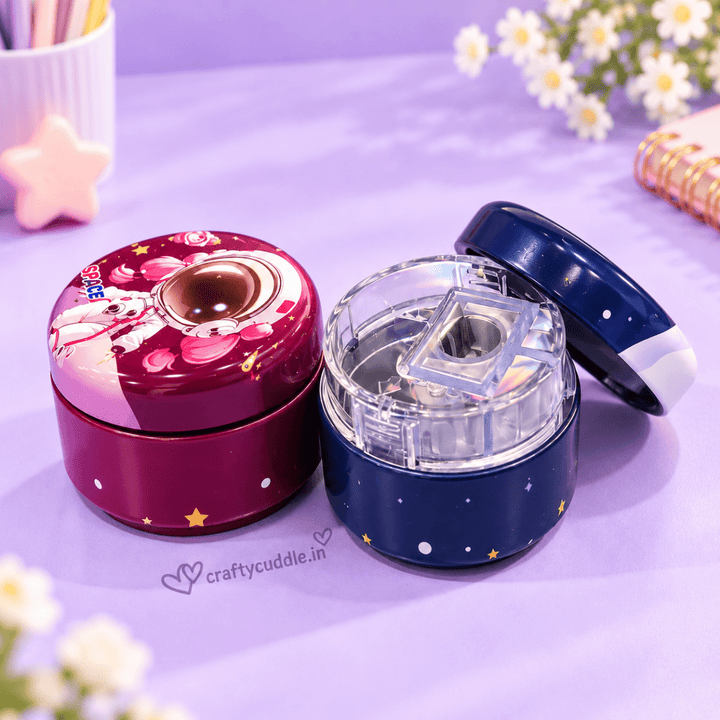 Space Theme Round Pencil Sharpener (1Pc)Stationery > Erasers &amp; SharpenersCrafty CuddleSpace Theme Round Pencil Sharpener (1Pc)Space Sharpener (6828-B)