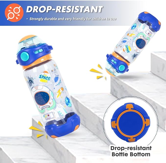 Crafty Cuddle Kids Space Water Bottle – Durable Drop-Resistant Bottom for Long-Lasting Use and Extra Protection Against Falls