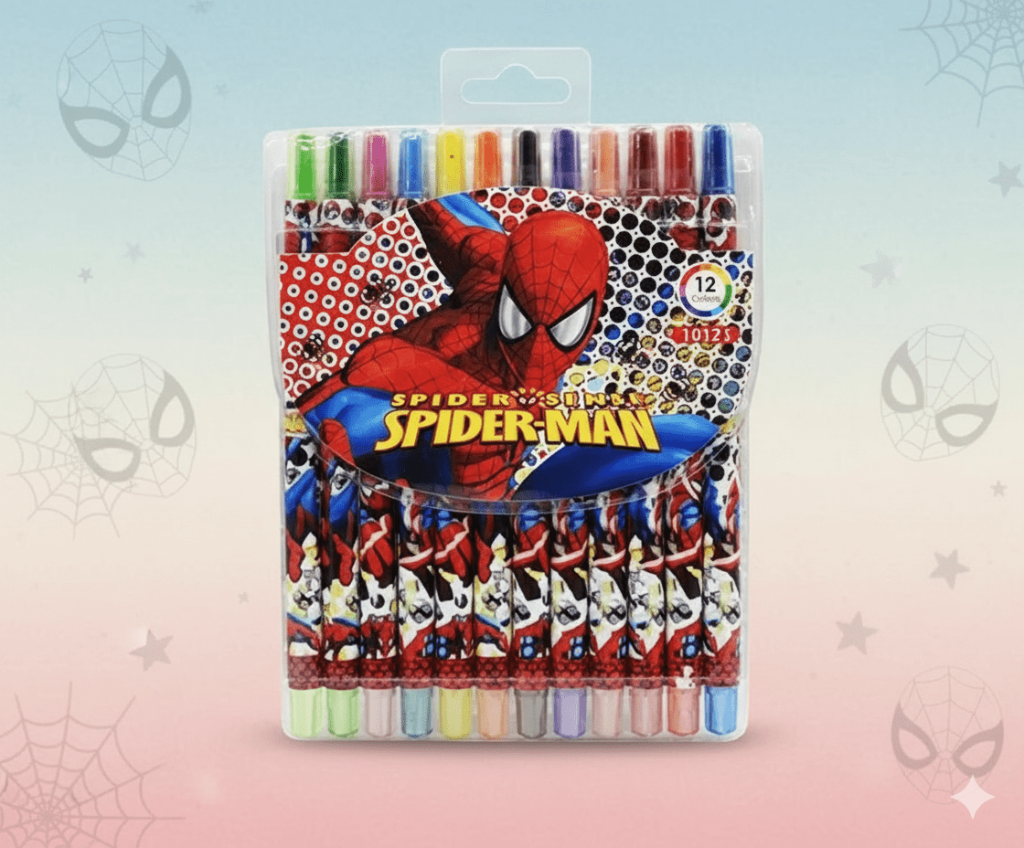 Spiderman Rolling CrayonsKids’ Art SuppliesCRAFTY CUDDLESet of Spider - Man themed rolling crayons in packaging on a gradient backgroundartartistsoninstagram