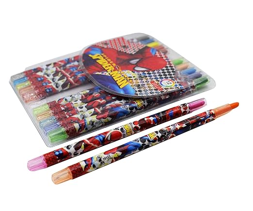 Spiderman Rolling CrayonsKids’ Art SuppliesCRAFTY CUDDLEColorful crayons with Spider - Man design in a transparent case on a white backgroundartartistsoninstagram