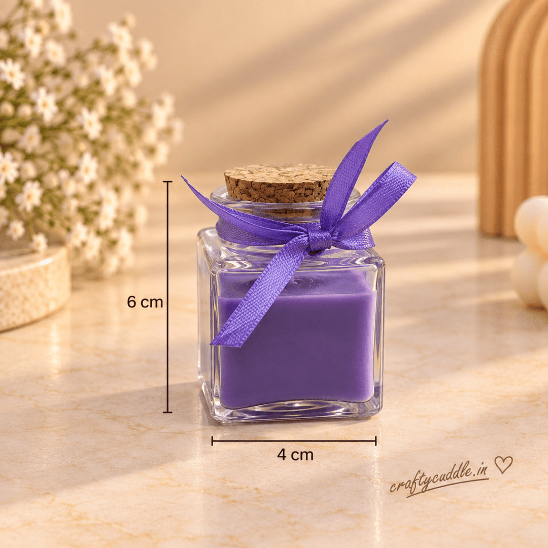 Square Glass Jar Candle with RibbonCandlesCrafty CuddleSquare Glass Jar Candle with Ribbon1 PcScentedCandles CandleGiftSet DecorativeCandles HomeDecor FragranceCandles GiftSet CandleSet HomeDecorIndia FestiveGifting CraftyCuddle