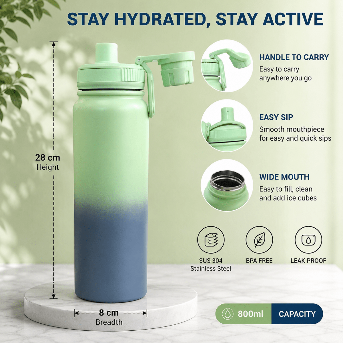 Stainless Steel Vacuum Water Bottle with Carry HandleInsulated Water BottleCrafty CuddleStainless Steel Vacuum Water Bottle with Carry HandleMint BlueVacuumBottle WaterBottle InsulatedBottle StainlessSteelBottle HotAndColdBottle TravelBottle GymBottle LeakProofBottle HydrationEssentials ReusableBottle