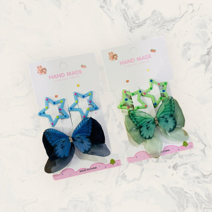 Two hair accessories on cards with &