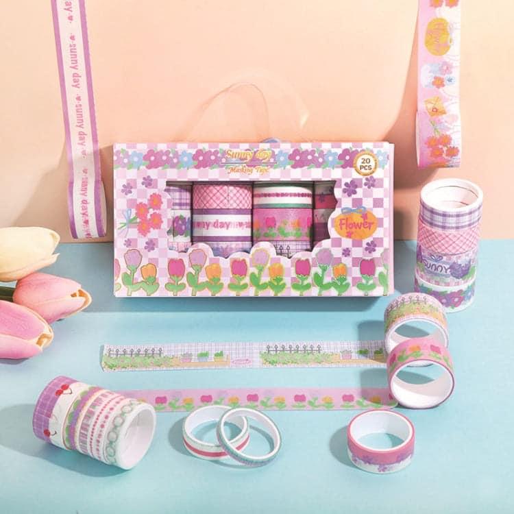 Sunny Day Flower Washi Tape Set- 20 Rolls