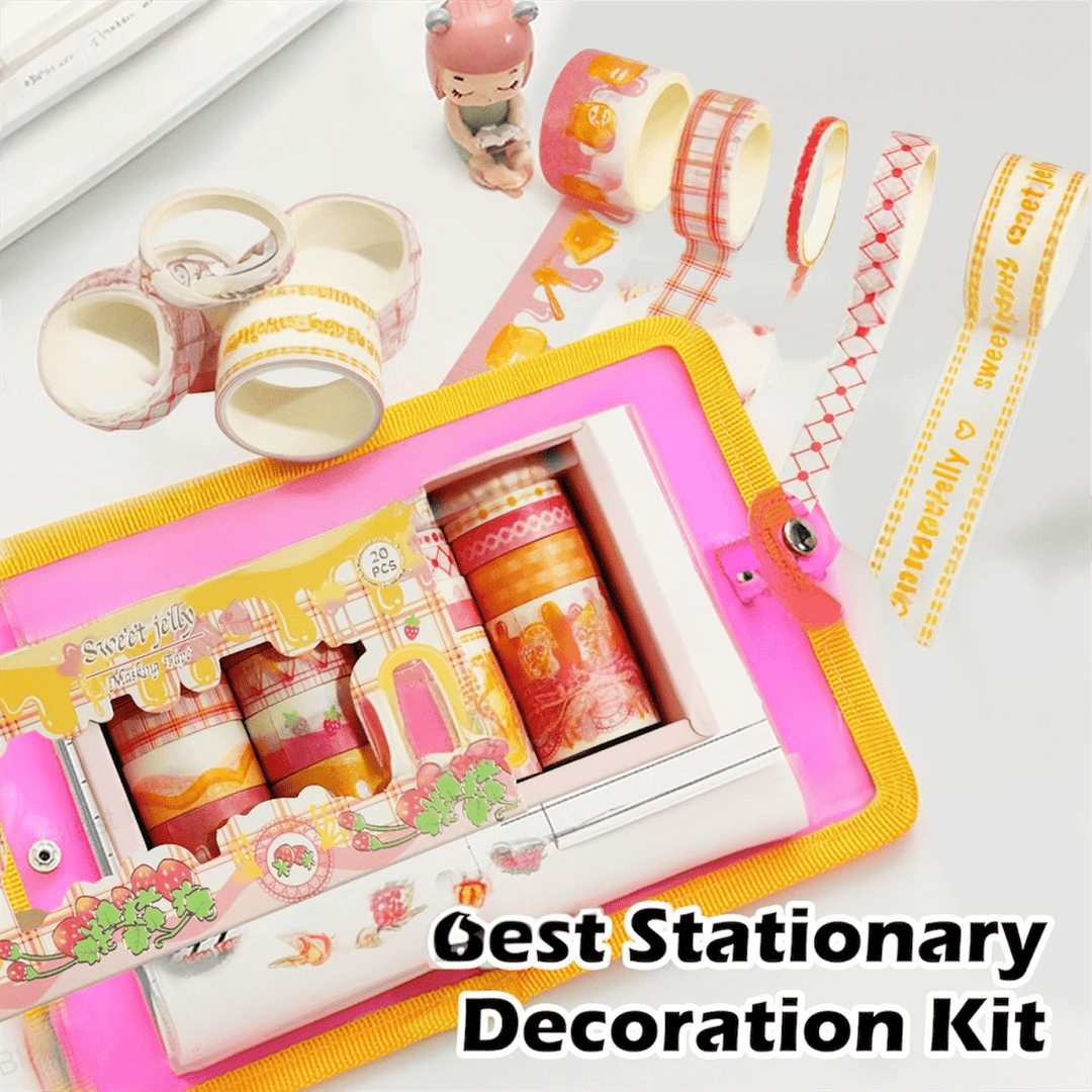 Best stationery decoration kit including colorful washi tapes, stickers, pens, and decorative accessories for journaling and crafts