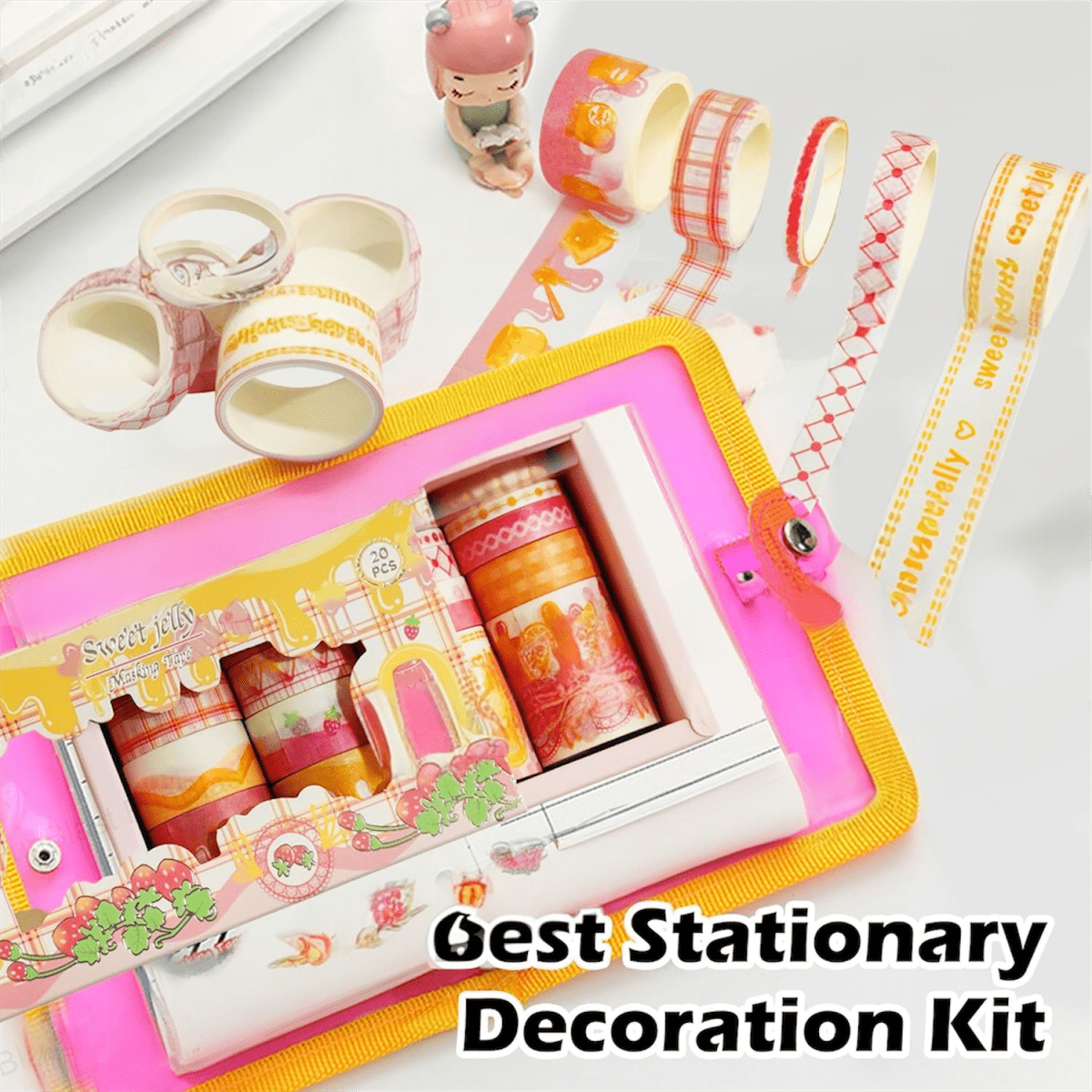 Best stationery decoration kit including colorful washi tapes, stickers, pens, and decorative accessories for journaling and crafts