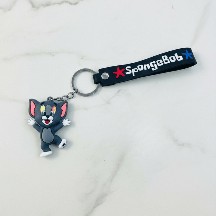 Tom &amp; Jerry Cartoon Silicone KeychainKeychainsCRAFTY CUDDLEKeychain with cartoon character and SpongeBob logo on a white background2 (1 Tom &amp; 1 Jerry)TomAndJerry CartoonKeychain CuteKeychain KeyringLove BagCharms AnimeAccessories KidsAccessories ReturnGiftIdeas TrendyKeychains GiftForKids
