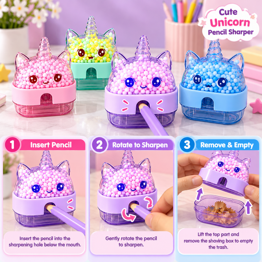 Unicorn Bead Pencil Sharpener (1Pc)Stationery > Erasers &amp; SharpenersCrafty CuddleUnicorn Bead Pencil Sharpener (1Pc)Unicorn Sharpener (5856)