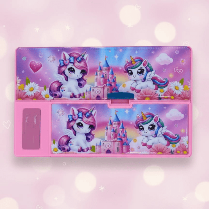 Unicorn Jumbo Pencil BoxJumbo unicorn pencil boxCRAFTY CUDDLEColorful pencil case with unicorn design on a pink backgroundUnicorn Jumboback to school suppliescolorful pencil box